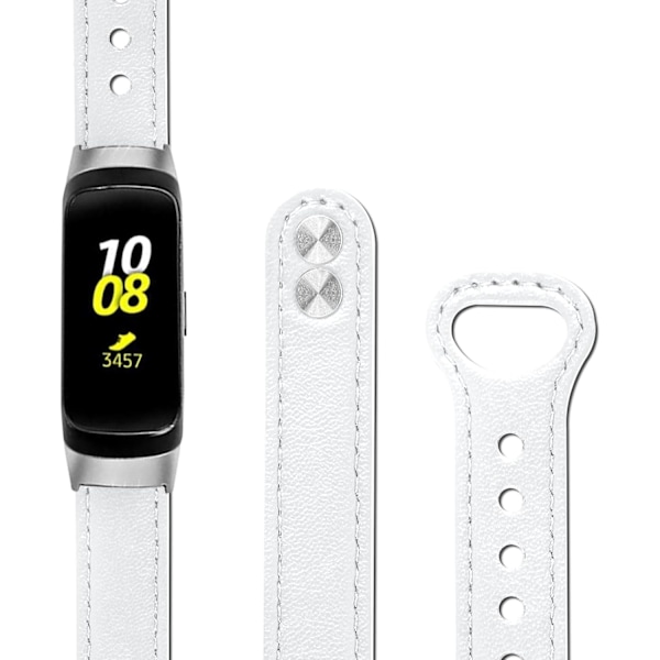 2-pak læderremme kompatibel med   Galaxy Fit 2019 armbånd metalforbindelser udskiftningslæderremme til SM-R370 Galaxy Fit urremme