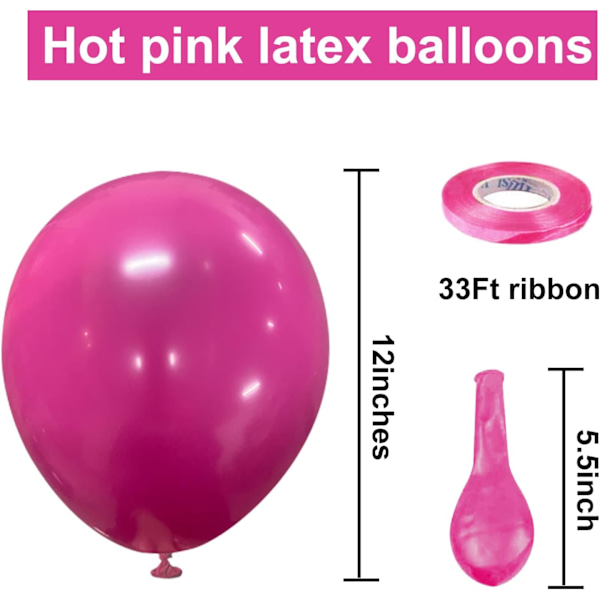 Heta rosa latexpartyballonger, 100-pack 12 tum runda heliumrosa