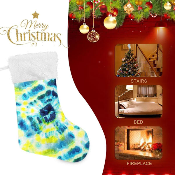 Jule-Strømpe, Personlige Jule-Strømper 2-pak Tie Dye Print 18 Tommer Jule-Strømper Hængende Ornament Pejs til Trædekoration  17.