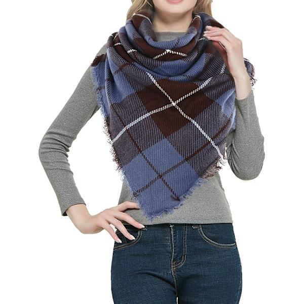 Varm dam filt halsduk oversized tofs tartan wrap sjal rutig mysig rutig