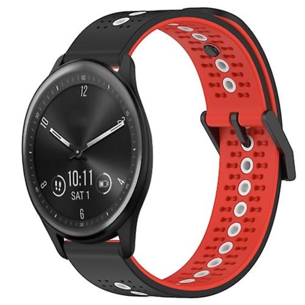 För Garmin Vivomove Sport 20mm Trefärgad Andningsbar Silikonklockarmband EKM Black-Red-White