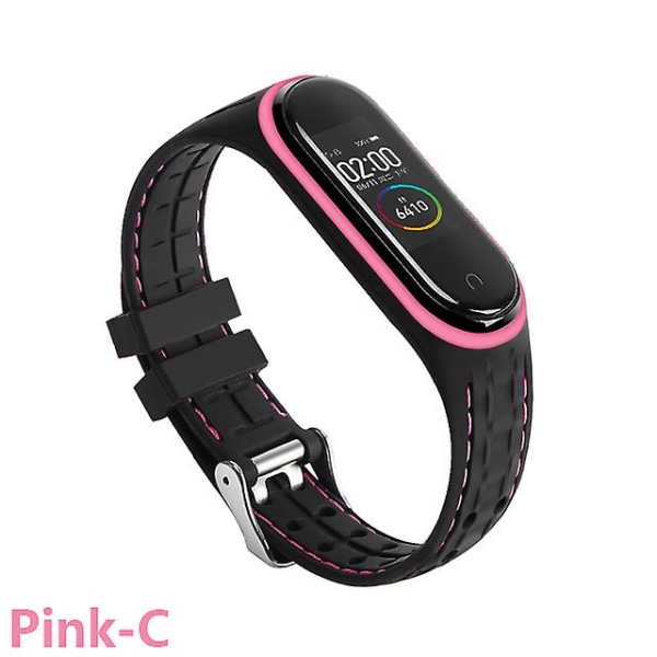Silikonarmband för Xiaomi Mi Band 6 7 5 3 4 Tillbehör Sport Armband Ersättningsband Correa Armband Mi Band 7 6 Nfc Armband Pink-C Mi band 7