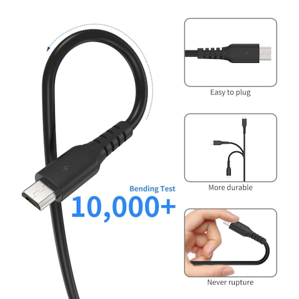 1FT Micro USB-kabel kort, 5-pack USB till Micro USB-sladd snabb
