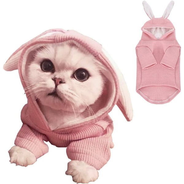 Pet Hoodie Katt Kanin Outfit med Kaninører Søt Genser Vår