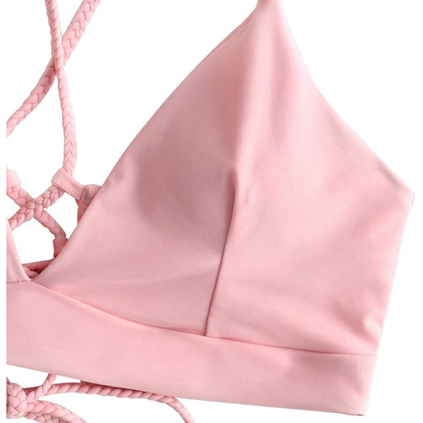 Dames badedragt Halter Ribbed Polka Dot Tie Dye String badedragt Bikini sæt
