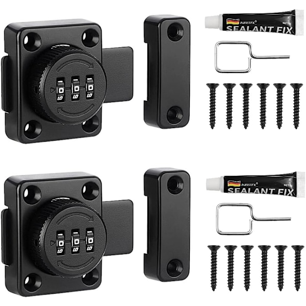 2PCS Mekanisk nyckellös skåpdörrlås, zinklegering lösenordslåda, envägs skåplås med kombination, kombinationslås, för