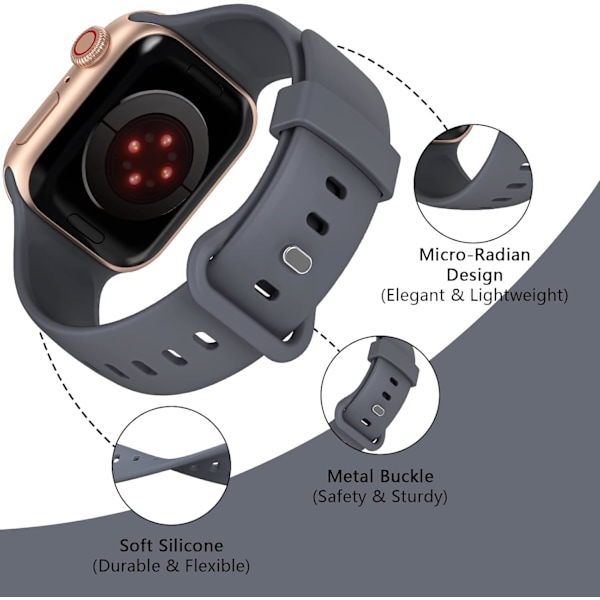 Sportband kompatibelt med Apple Watch -band 45mm 44mm 42mm 41mm 40mm