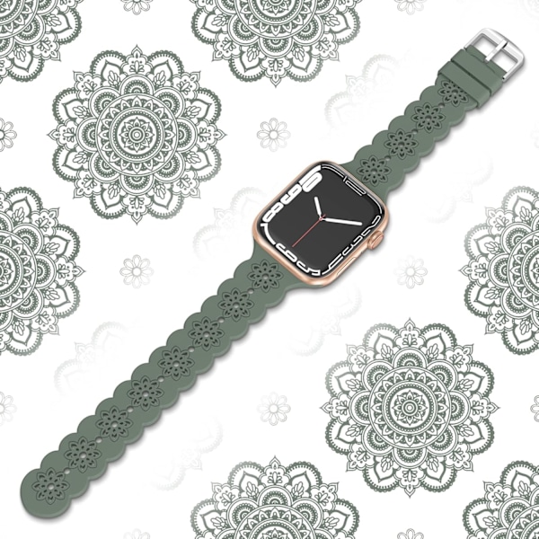 Blomstrete silikonrem kompatibel med Apple Watch -rem 38 mm