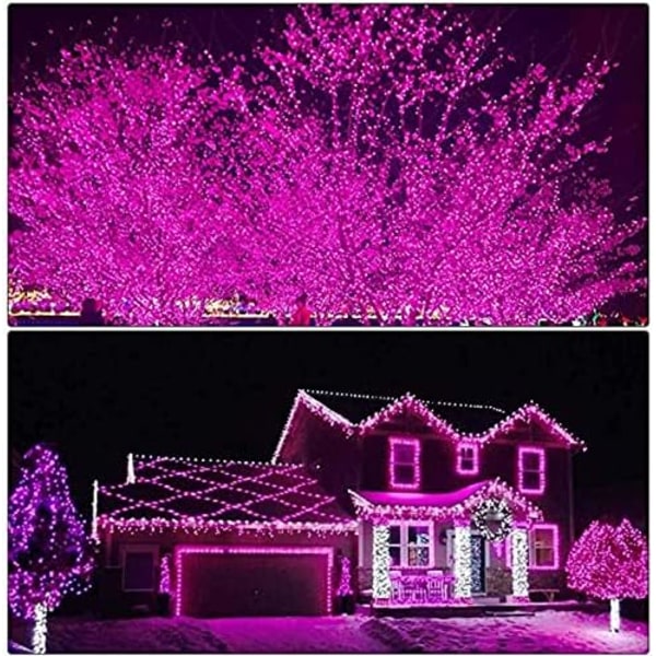 300 LED rosa ljusslingor utomhus vattentäta juldekorationer, 108 fot rosa LED ljusslingor för sovrum, 8 lägen plug in ljusslingor för