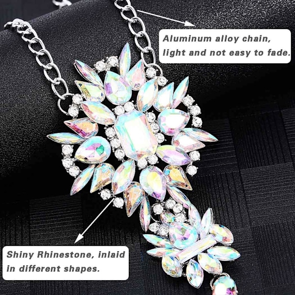 Boho Rhinestone Statement Halskedja Kristall Halsband Kropp