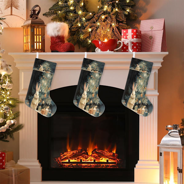 Julstrumpa med konstnärlig design, Weihnachtsstrumpf, presentpåse, julstrumpor, strumpor för familjen, dekoration, hängande ornament, fest, 45 x 19,8 cm