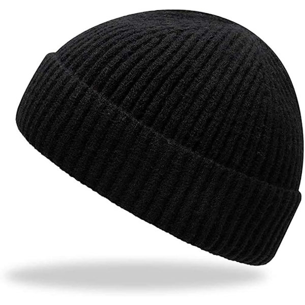 Hue Beanie Watch Hat med rulleopkant. Vinter varm strikket hue til fiskere, unisex
