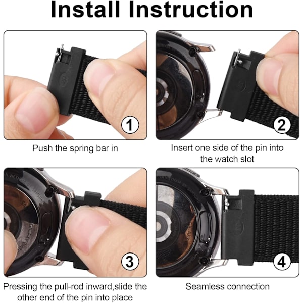 Band för Garmin Venu/Vivoactive 3 klocka, 20 mm justerbar nylon