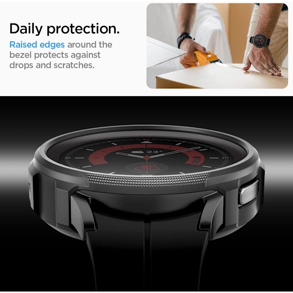 Liquid Air designet til Galaxy Watch 5 Pro Case 45mm (2022) - Mat Sort Mat Sort