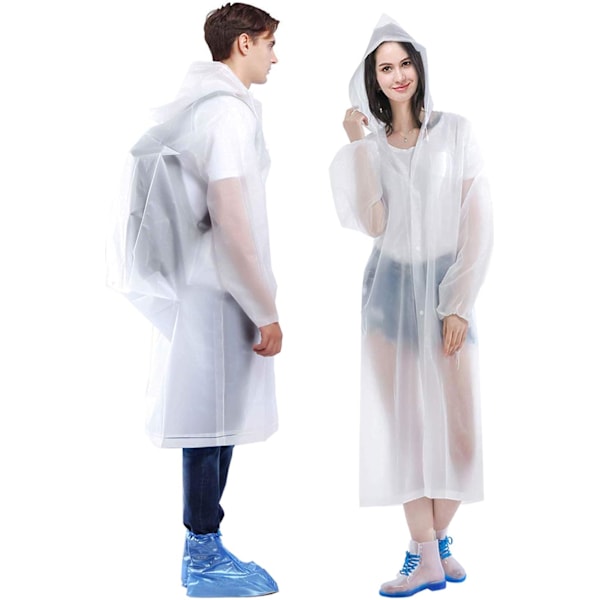 Regnrock, [2-pack] Bärbara EVA-regnrockar Återanvändbara regnponchos med huva och