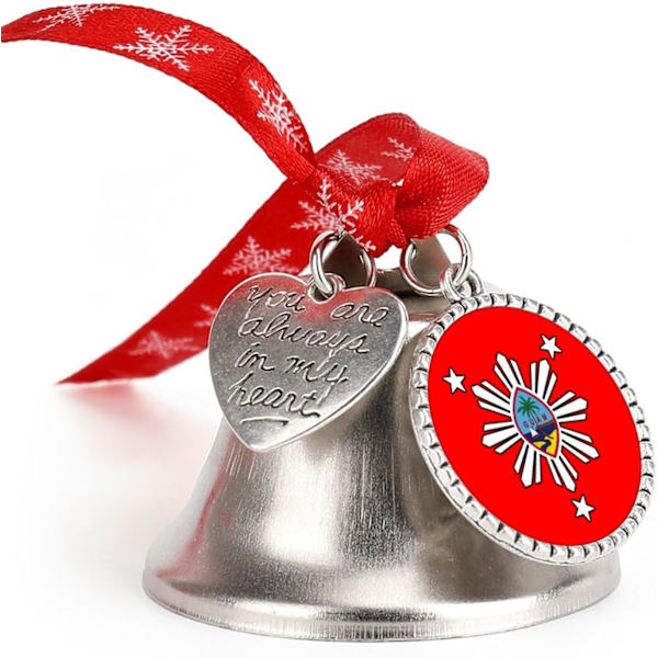 Guam Filippinerna Silver Bell Julgransprydnad Julgransklockor med Röd Snöre Metall Julgranshängande Dekorationer för Semesterfest Kärleksklocka Kärlek