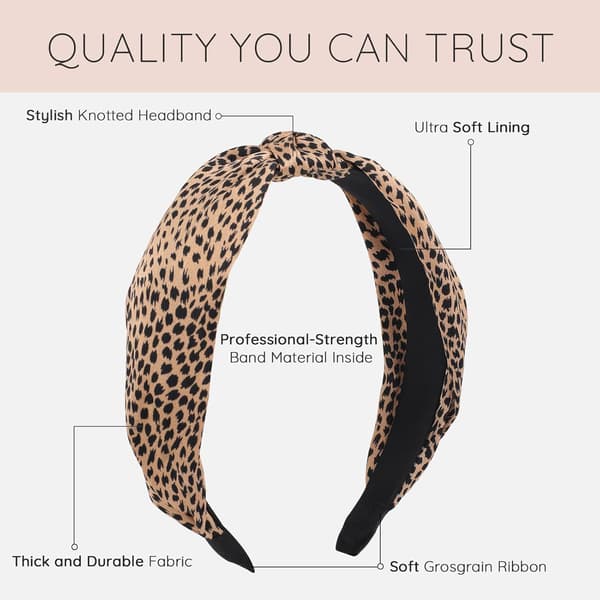 Top Knotted Pandebånd til Kvinder Trendy 4-pak, Brede Pandebånd til Kvinders Hår Knyttet, Chunky Søde Kvinders Pandebånd Mode, Sort Brun Leopard