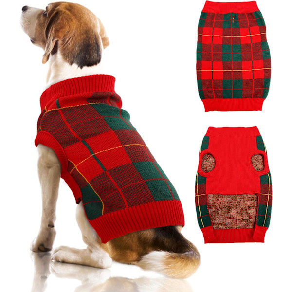 Hund Sweater Vest Turtleneck Hunde Strikkede Sweatshirt med Sele Hul, Kold