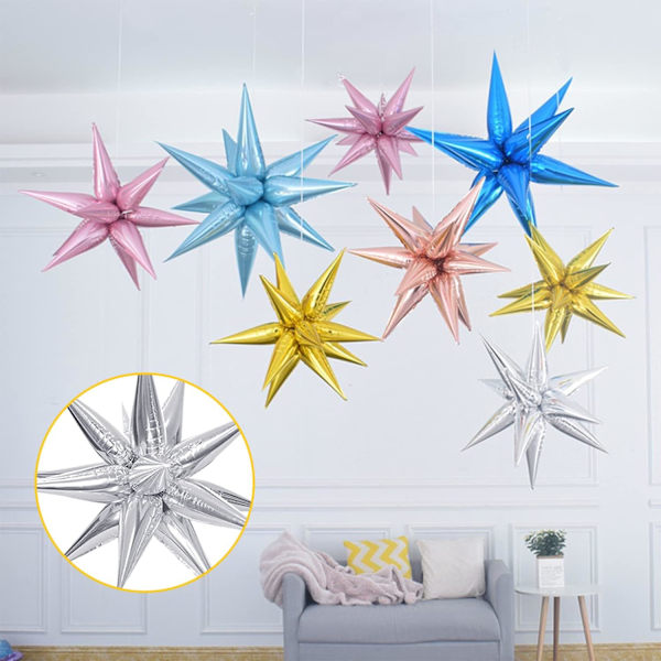 Stjerneballoner Sliver 50 stk Sliverballoner