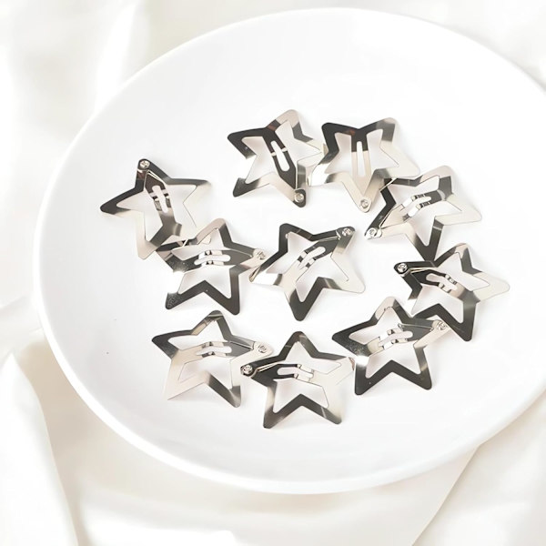 Stjärnhårklämma Y2K-accessoarer - 20st Silver Snap Hårklämmor för kvinnor och flickor