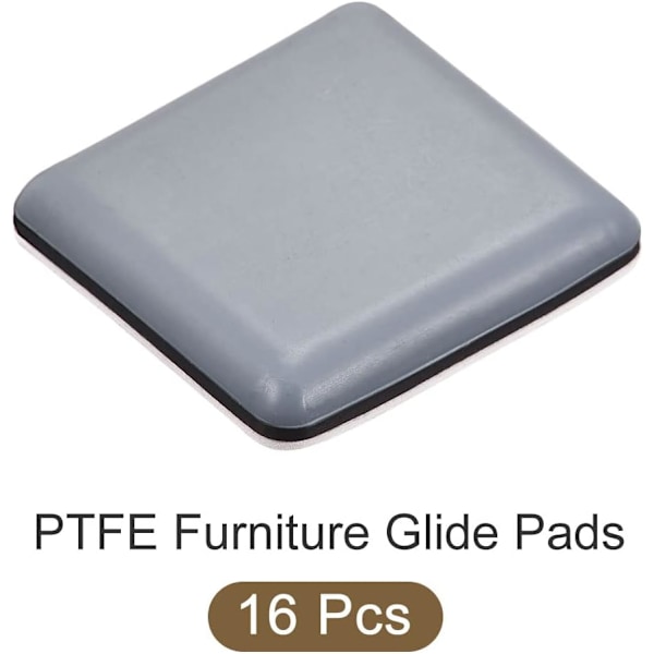 PTFE Møbelglidere (1 3/8 tommer) 16 stk, Kvadratiske selvklebende gulvbeskyttelsespute - for møbler tepper 1 3/8 tommer 1 3/8 tommer