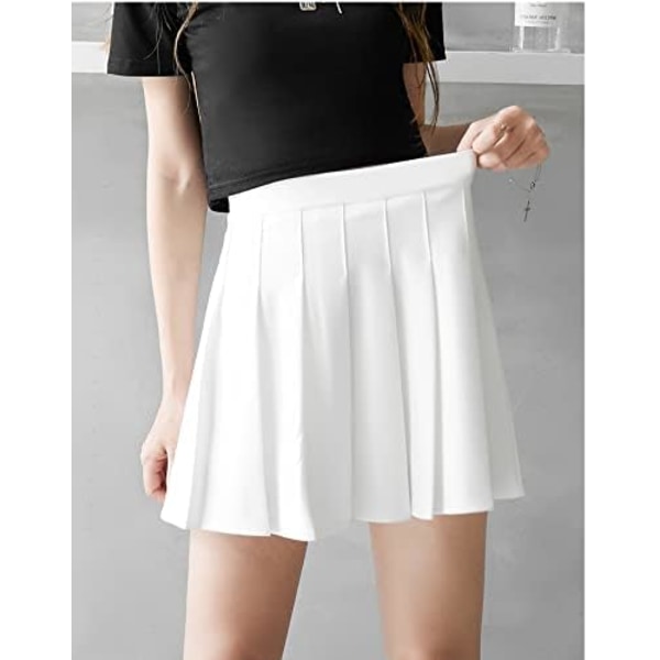 Elastisk talje piger kvinder højtaljede plisseret nederdel plain mini skoleuniform