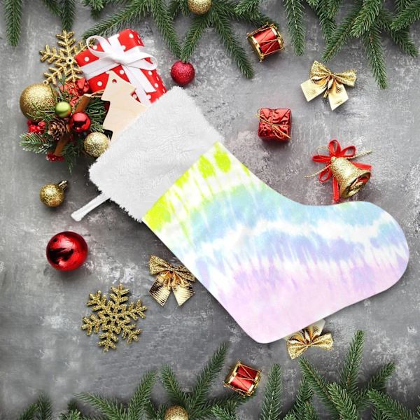 Julklapp, personliga julklappsstrumpor 2-pack Regnbåge Tie Dye Bläck 18 tum Julstrumpor Hängande Ornament Eldstad för Träddekoration