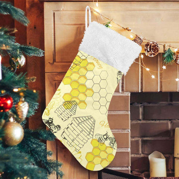 Julklapp, Personliga Julklappsstrumpor 2-pack Bi & Honungsdjur 45,7 cm Julstrumpor Hängande Ornament Eldstad för Träddekoration
