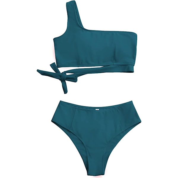 2-delt bikini med høj talje og et skulderdesign