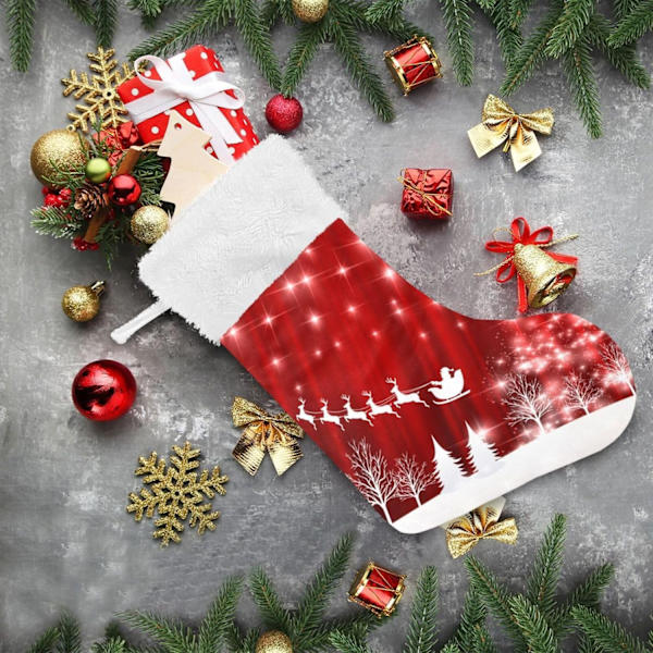 Julklapp, personliga julklappsstrumpor 2-pack Jul Snö Tomten 45,7 cm Julstrumpor Hängande Ornament Eldstad för