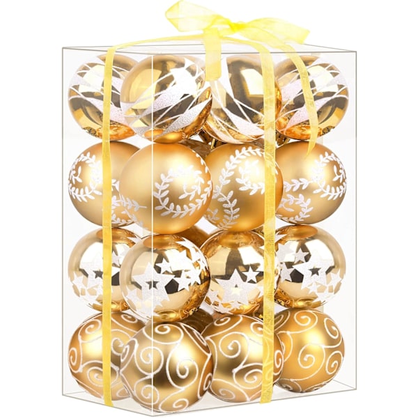 Guld julgransprydnader - splittersäkra set (60 mm)