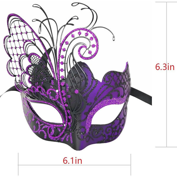Fjärilsformad Rhinestone Mask i Metall för Maskerad/Mardi Gras