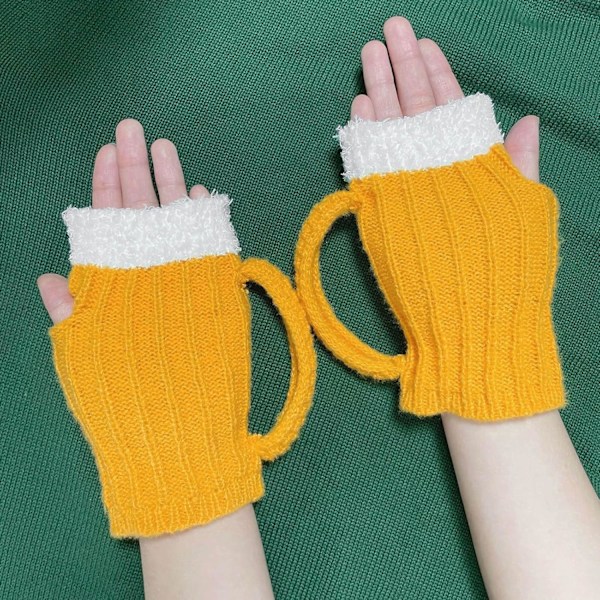 Handgjorda stickade retro virkade fingerlösa handskar
