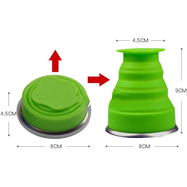 Silikon Hopfällbar Resemugg med Lock - Återanvändbar Vikbar Kopp för Utomhusaktiviteter, Camping, Vandring (6-pack)