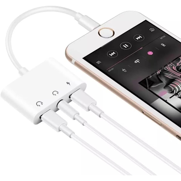 3 i 1 hörlursadapter för iPhone - Lightning till 3,5 mm adapter