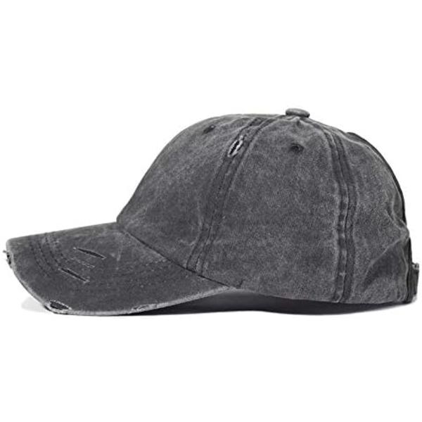 Vasket Ponytail Hatte Pony Hale Caps Distressed-Baseball til Kvinder