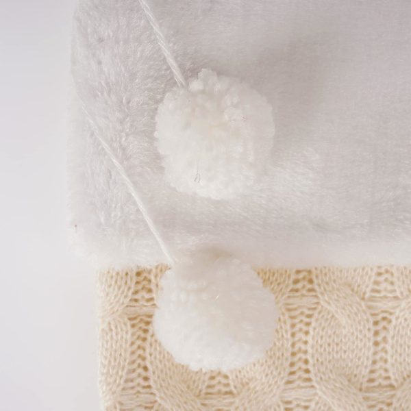 Stickade julstrumpor med Pom Pom - 20 tums vit strumpa