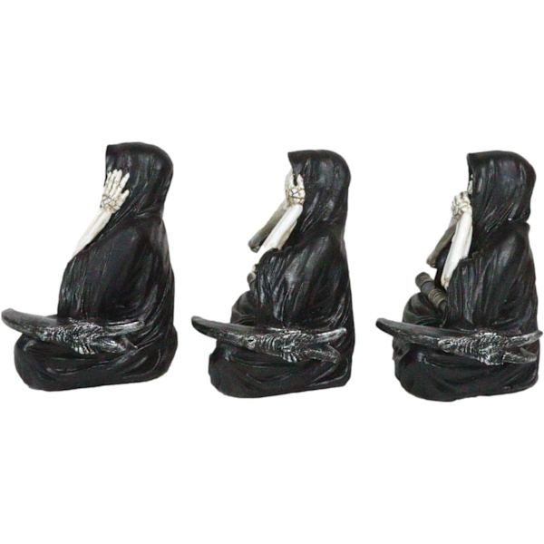 Ebros Gave Gotisk Alkymi Nekromanti Magi Se Høre Tale Intet Ondt Siddende Grim Reaper Skelet Figurer Sæt af 3     Dekor Benhus Kirkegård