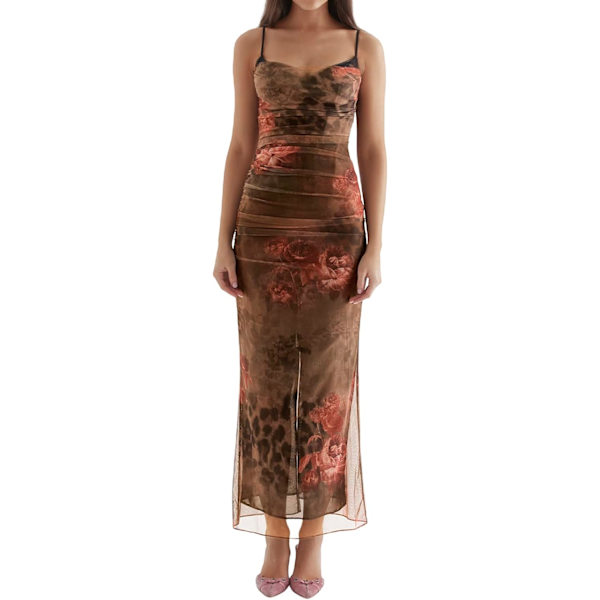 Elegant Maxi Blommönster Kvinnors Sommar Elegant Maxi Klänning