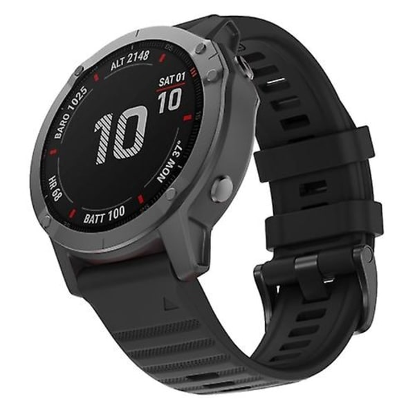 För Garmin Fenix 6x 26mm Silikon Smart Watch Band JCE Black