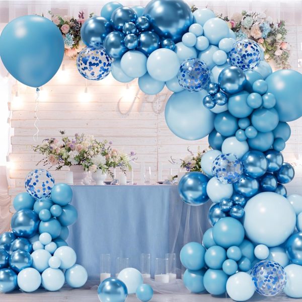152 stk. Blå Ballonbue Girlande Kit med Forskellige Størrelser Metallic