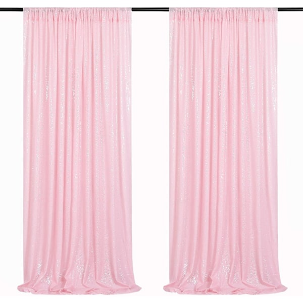 Pink Sequin Baggrund 2 Paneler 2FTx8FT Fødselsdagsfest Baggrund Gardiner Glitter