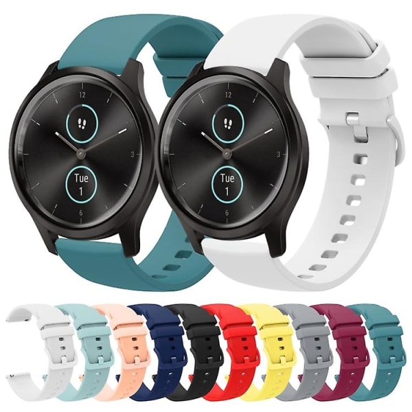 Til Garmin Vivomove Style 20mm Ensfarvet Blød Silikone Urrem BZE White