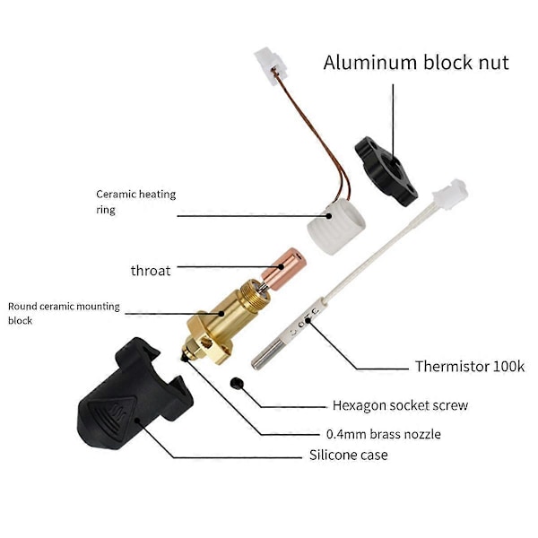 För K1 / K1 Max Hotend Kit Keramisk Uppvärmningsblock Munstycke 300C Extruder Hög Hastighet för K1 Uppgradering