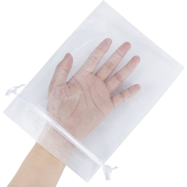 100 st transparenta organzapåsar vita