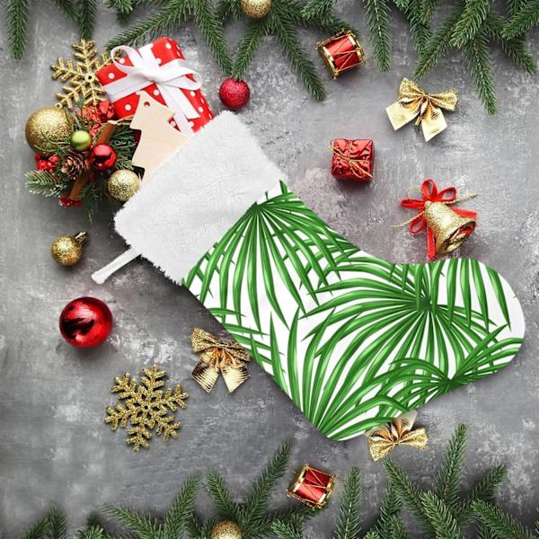 Julklapp, personliga julklappsstrumpor 2-pack Palm Leaf 45,7 cm Julstrumpor Hängande Ornament Eldstad för träddekoration 17.71x1