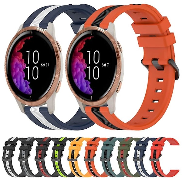 För Garmin Venu 20mm Vertikal Tvåfärgad Silikonklockarmband BSD Black-Red