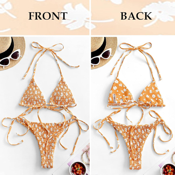 Kvinnors Bikini Set Halterneck Tie Side String Triangle Tvådelad Baddräkt