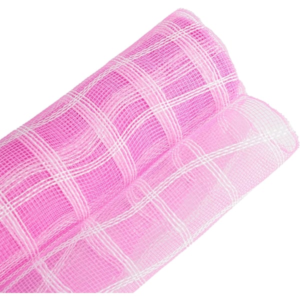 Pink og hvidt ternet Deco Mesh 10 tommer Pink Hvidt ternet Mesh Bånd Stof Mesh