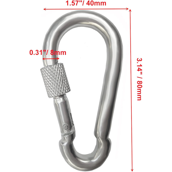 4 stk 3\" Karabinkroker Klips Hengekøye Låsekrok Høy Ytelse
